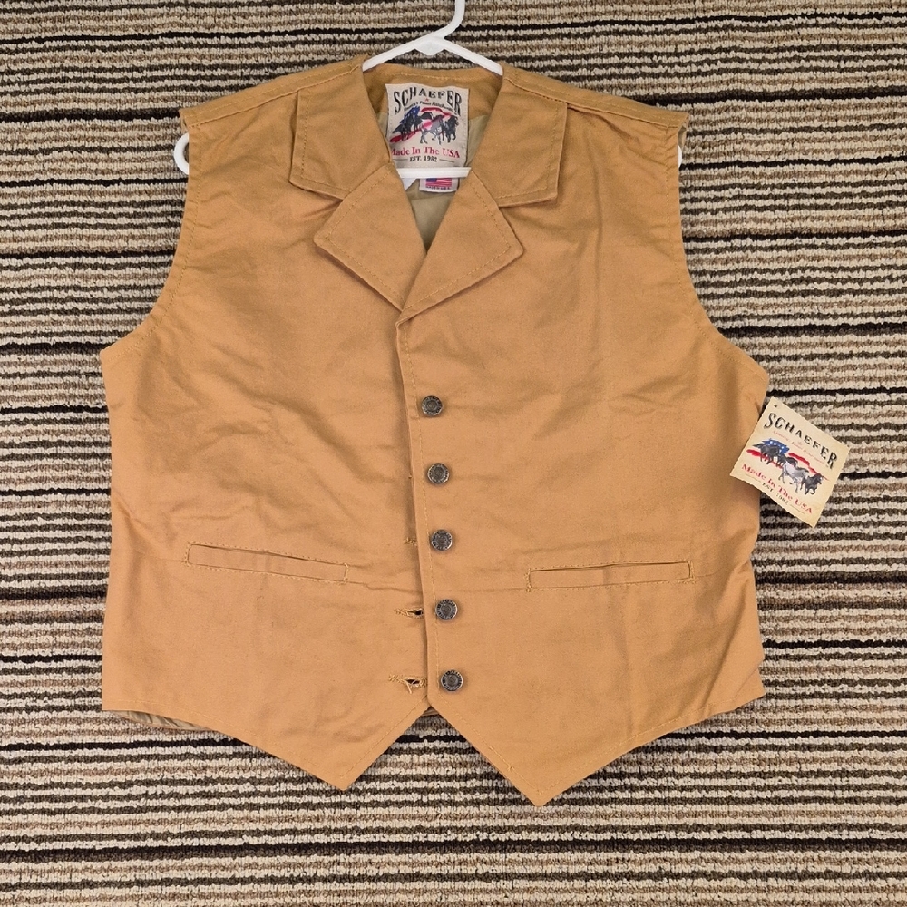 SCHAEFER Outfitter Tanβ Solid Cotton Canvas 705L Western Large Womens Vest NEW